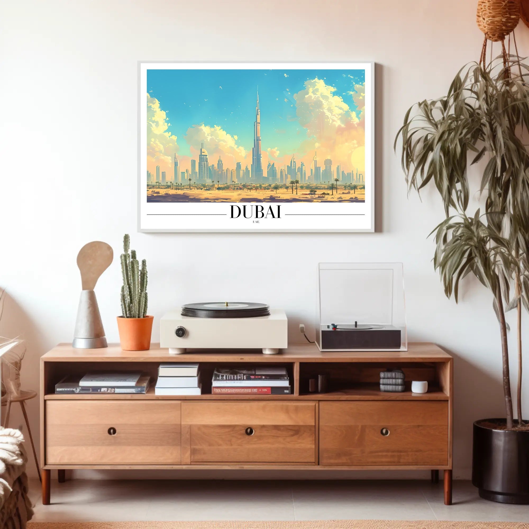 Dubai Skyline Poster with Burj Khalifa: Urban Cityscape PosterGoat