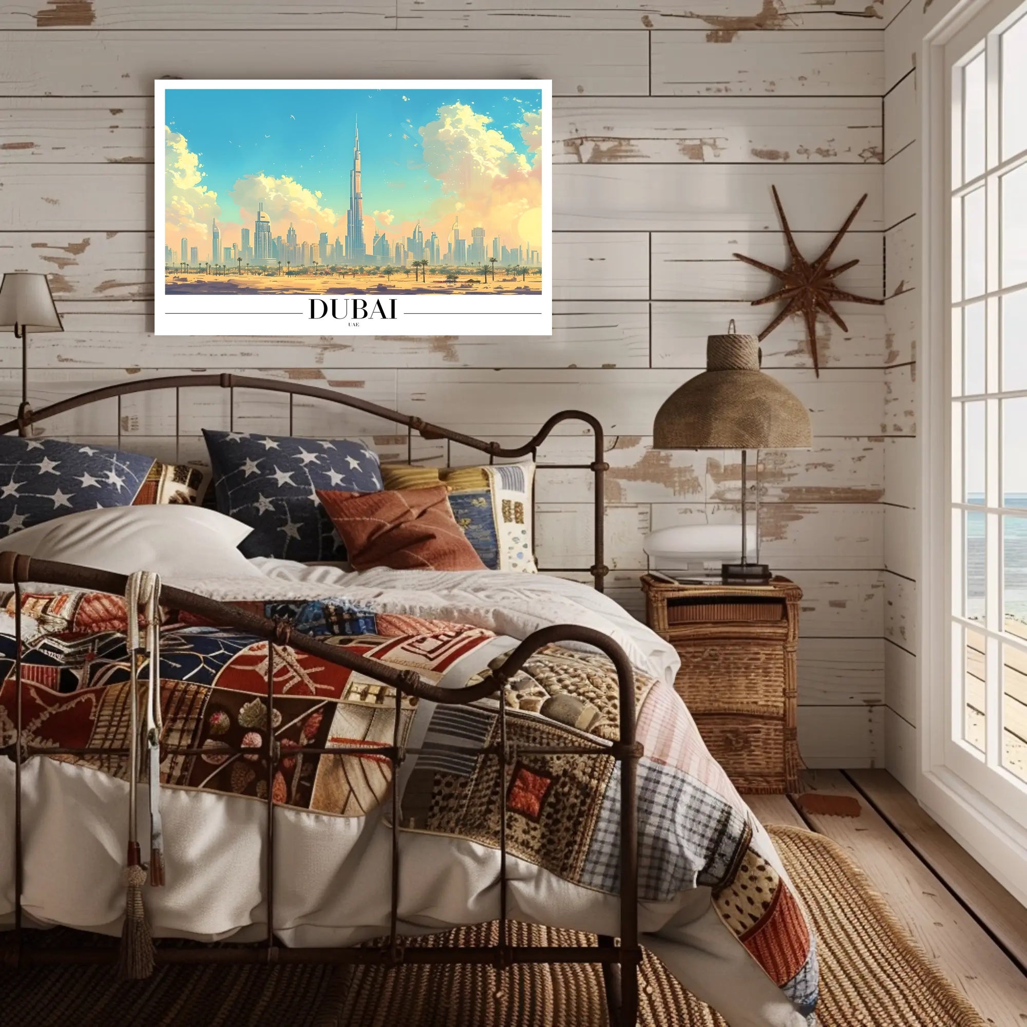 Dubai Skyline Poster with Burj Khalifa: Urban Cityscape PosterGoat