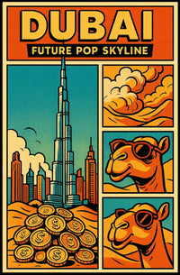 Dubai Skyline Vibrance: Pop-Art Urban or Cityscape Poster PosterGoat