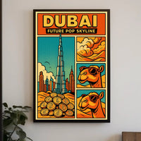 Dubai Skyline Vibrance: Pop-Art Urban or Cityscape Poster PosterGoat