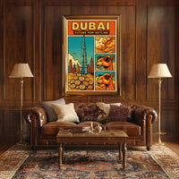 Dubai Skyline Vibrance: Pop-Art Urban or Cityscape Poster PosterGoat