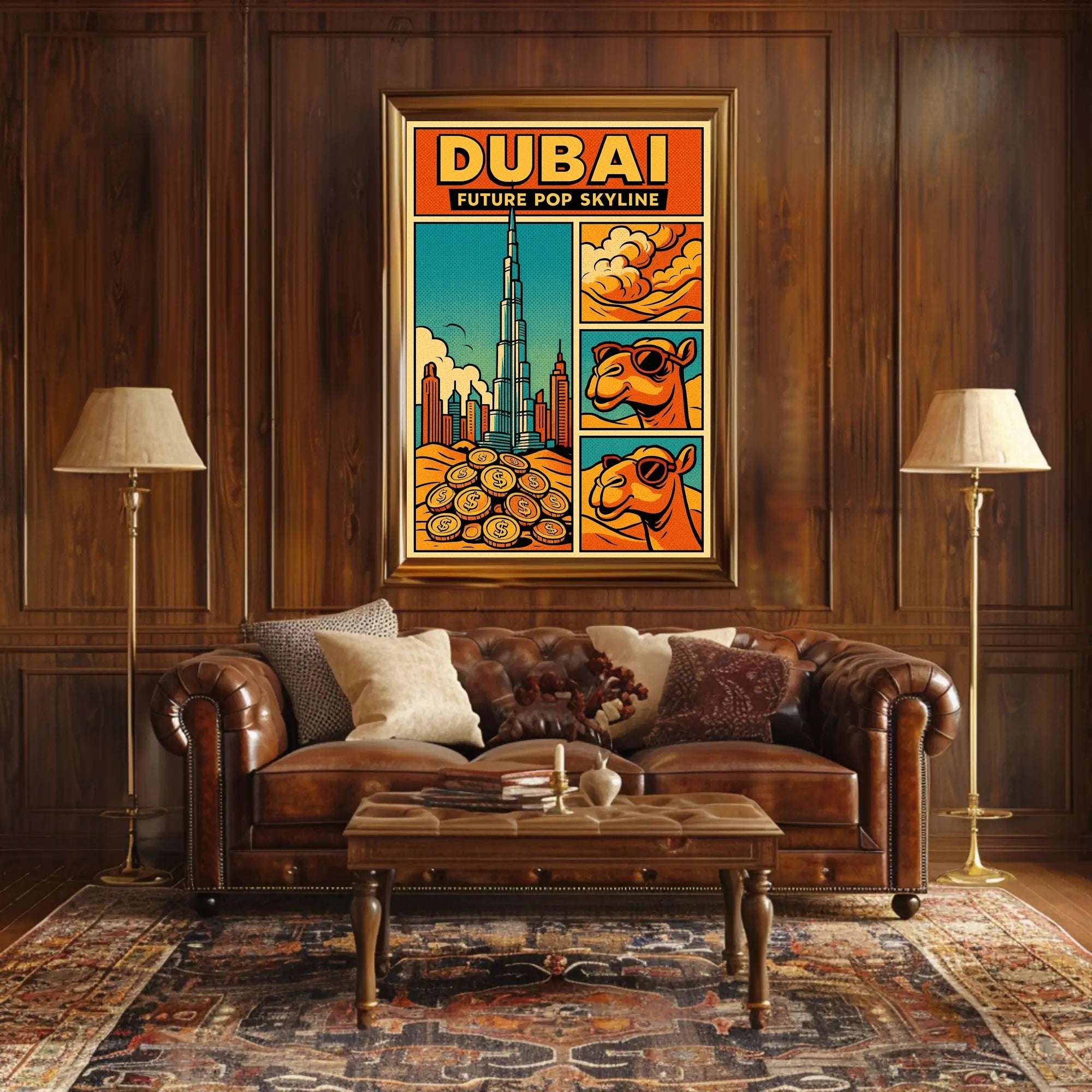 Dubai Skyline Vibrance: Pop-Art Urban or Cityscape Poster PosterGoat