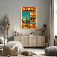 Dubai Skyline Vibrance: Pop-Art Urban or Cityscape Poster PosterGoat