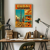Dubai Skyline Vibrance: Pop-Art Urban or Cityscape Poster PosterGoat