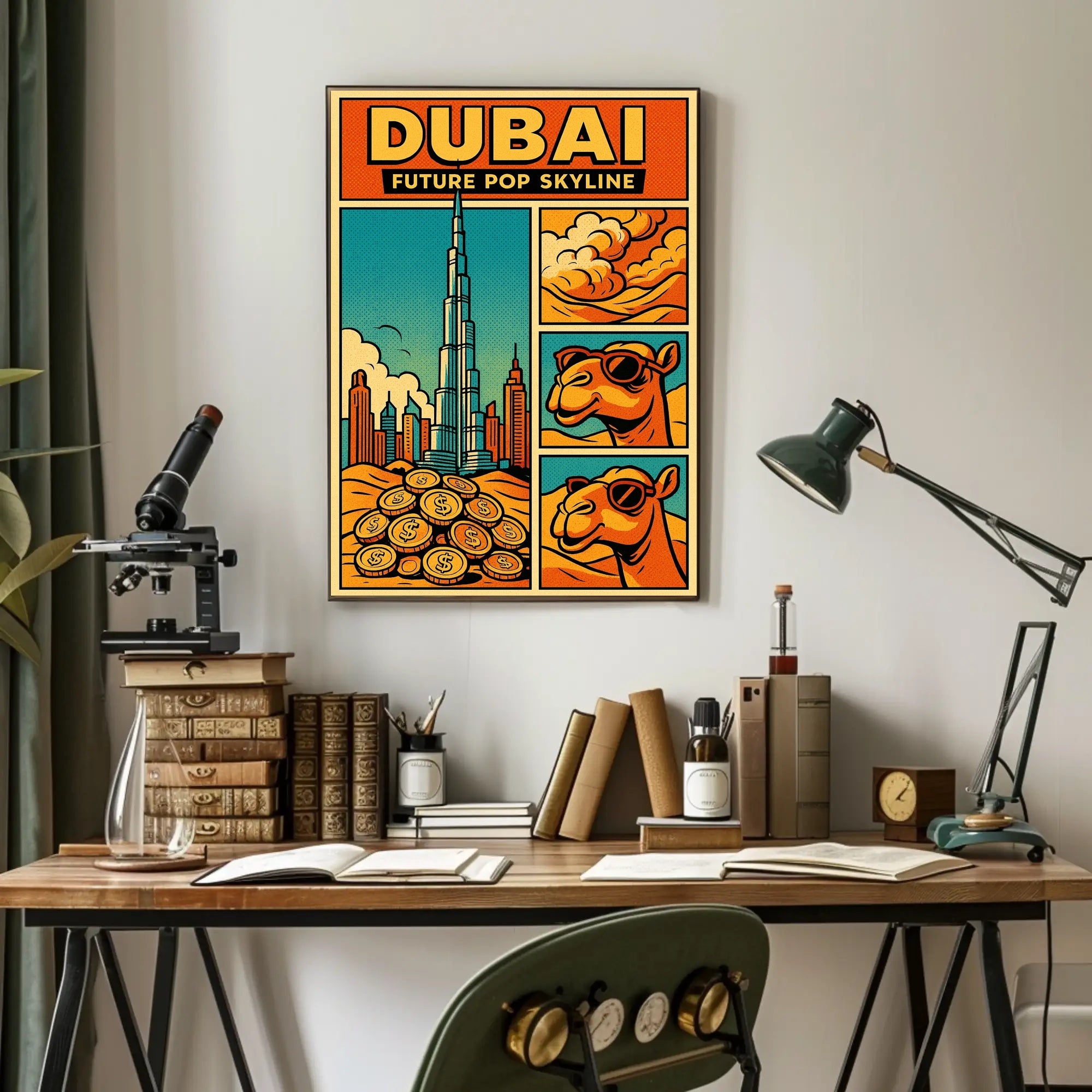 Dubai Skyline Vibrance: Pop-Art Urban or Cityscape Poster PosterGoat