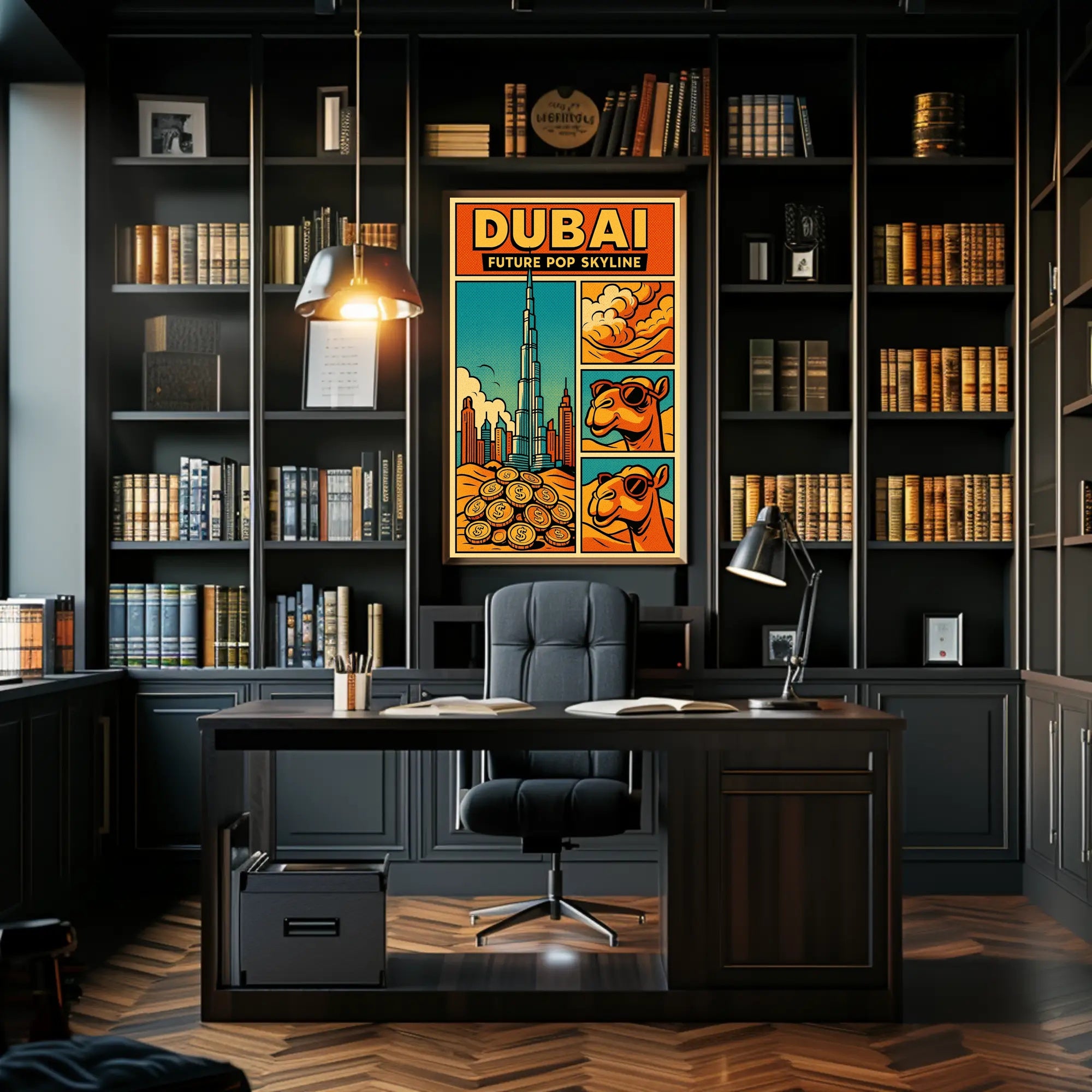 Dubai Skyline Vibrance: Pop-Art Urban or Cityscape Poster PosterGoat