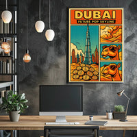 Dubai Skyline Vibrance: Pop-Art Urban or Cityscape Poster PosterGoat