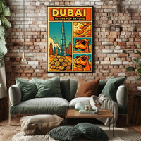 Dubai Skyline Vibrance: Pop-Art Urban or Cityscape Poster PosterGoat