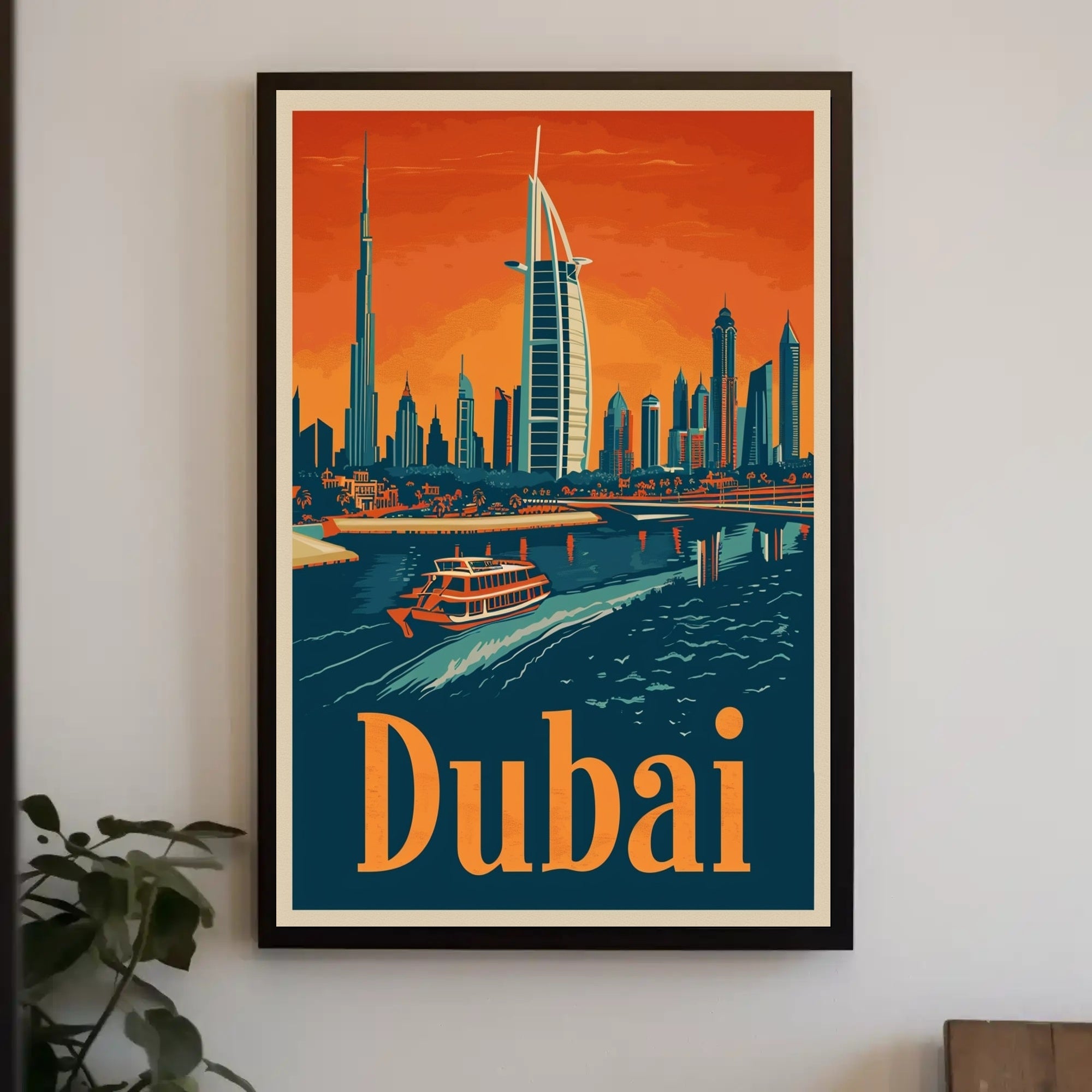 Dubai Skyline Waterfront Travel Adventure Urban Cityscape Poster PosterGoat