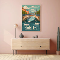 Dublin River Bridge Scenic Travel Poster PosterGoat