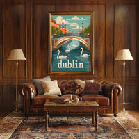 Dublin River Bridge Scenic Travel Poster PosterGoat