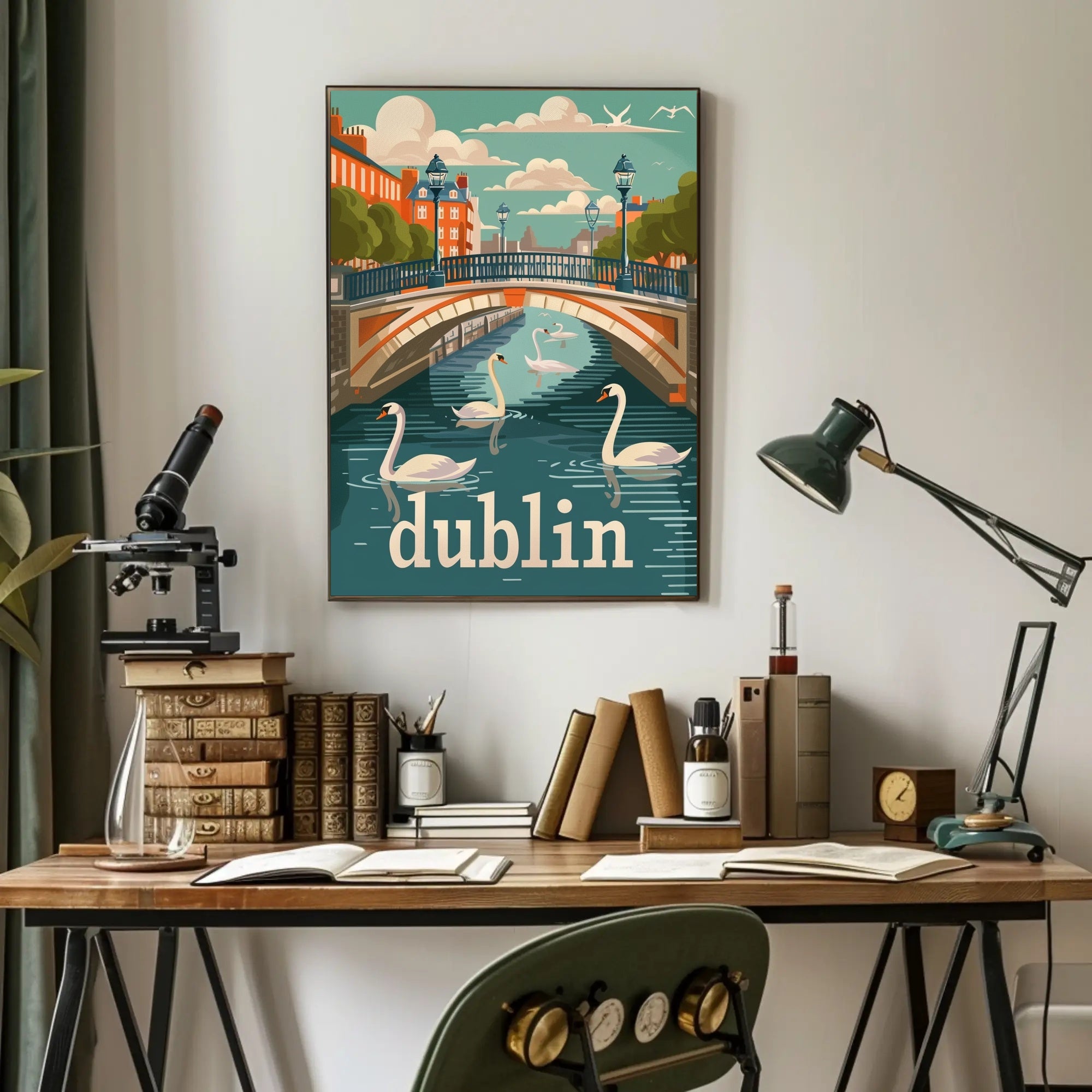 Dublin River Bridge Scenic Travel Poster PosterGoat
