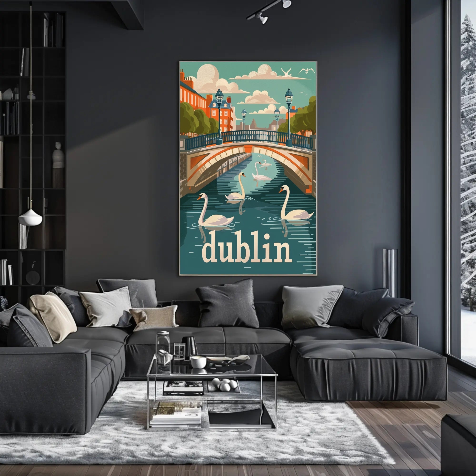Dublin River Bridge Scenic Travel Poster PosterGoat