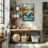 Dublin River Bridge Scenic Travel Poster PosterGoat