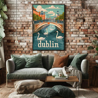 Dublin River Bridge Scenic Travel Poster PosterGoat