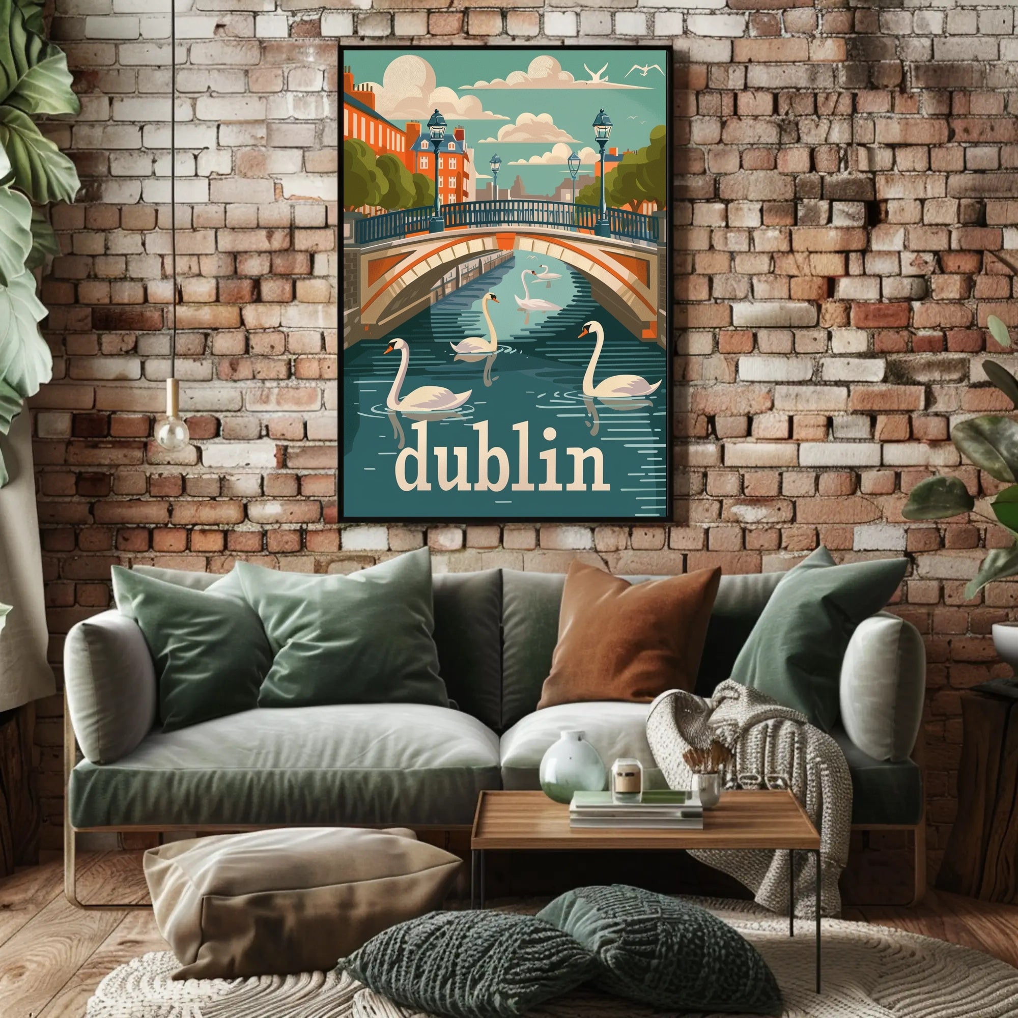 Dublin River Bridge Scenic Travel Poster PosterGoat
