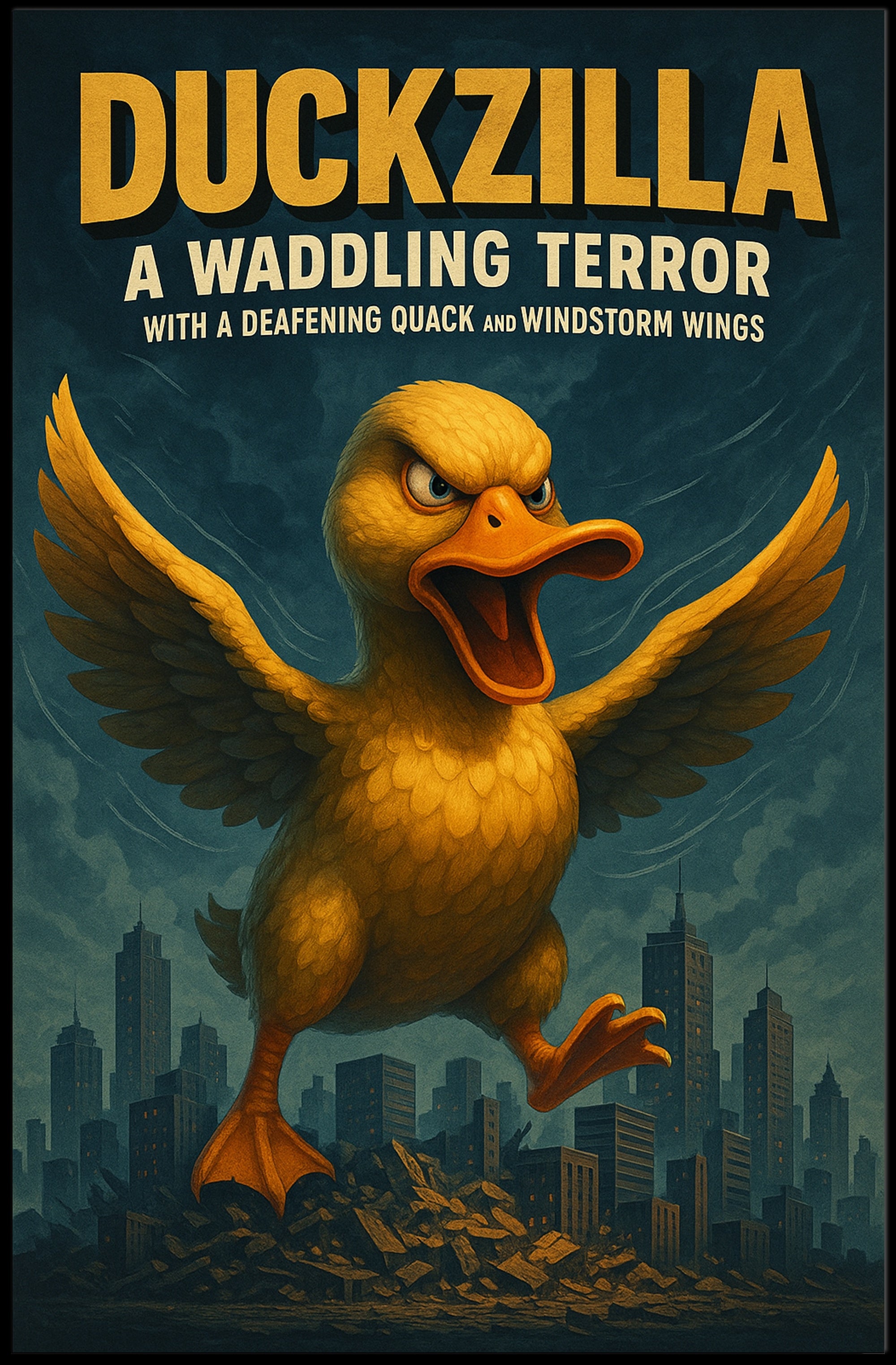 Duckzilla A Waddling Terror Poster Print PosterGoat