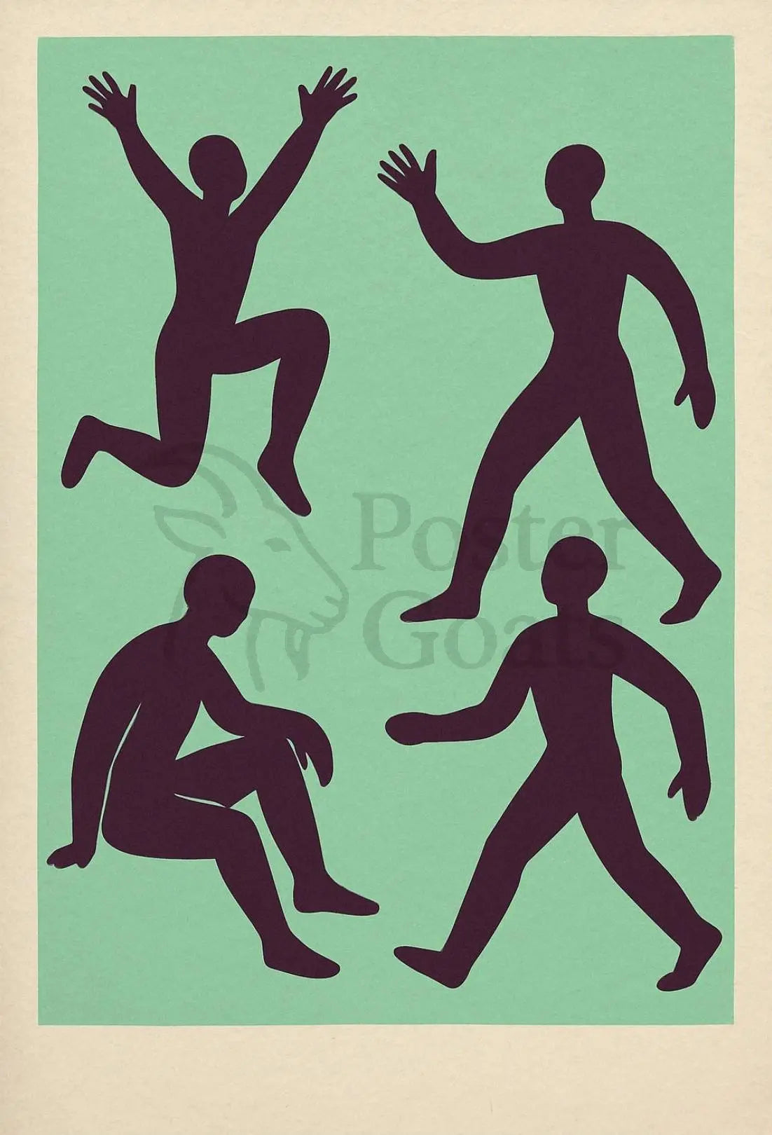 Dynamic Abstract Figures Mid-Century Artistic Poster PosterGoat