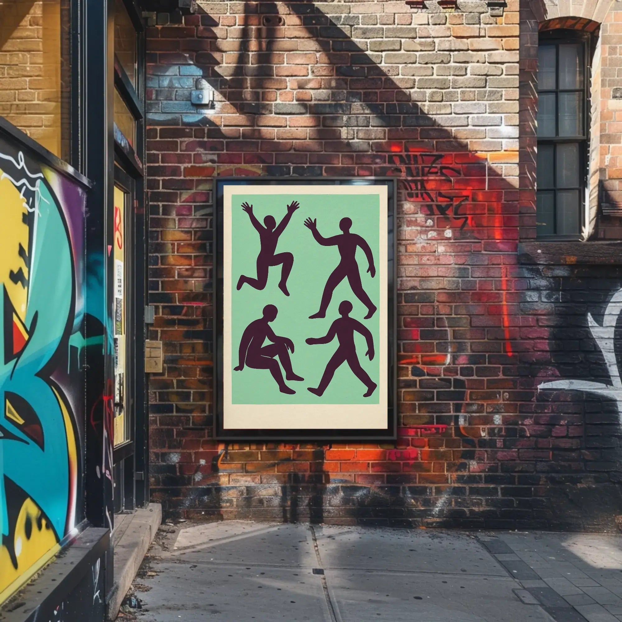 Dynamic Abstract Figures Mid-Century Artistic Poster PosterGoat
