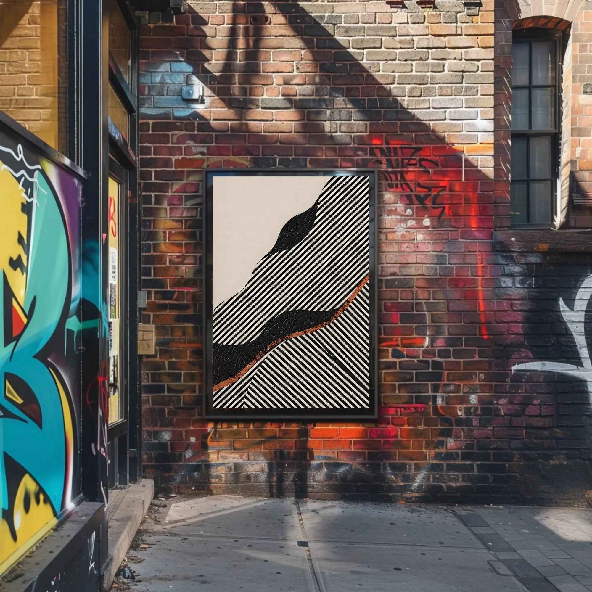 Dynamic Abstract Stripes and Shapes Abstract, Artistic Poster PosterGoat