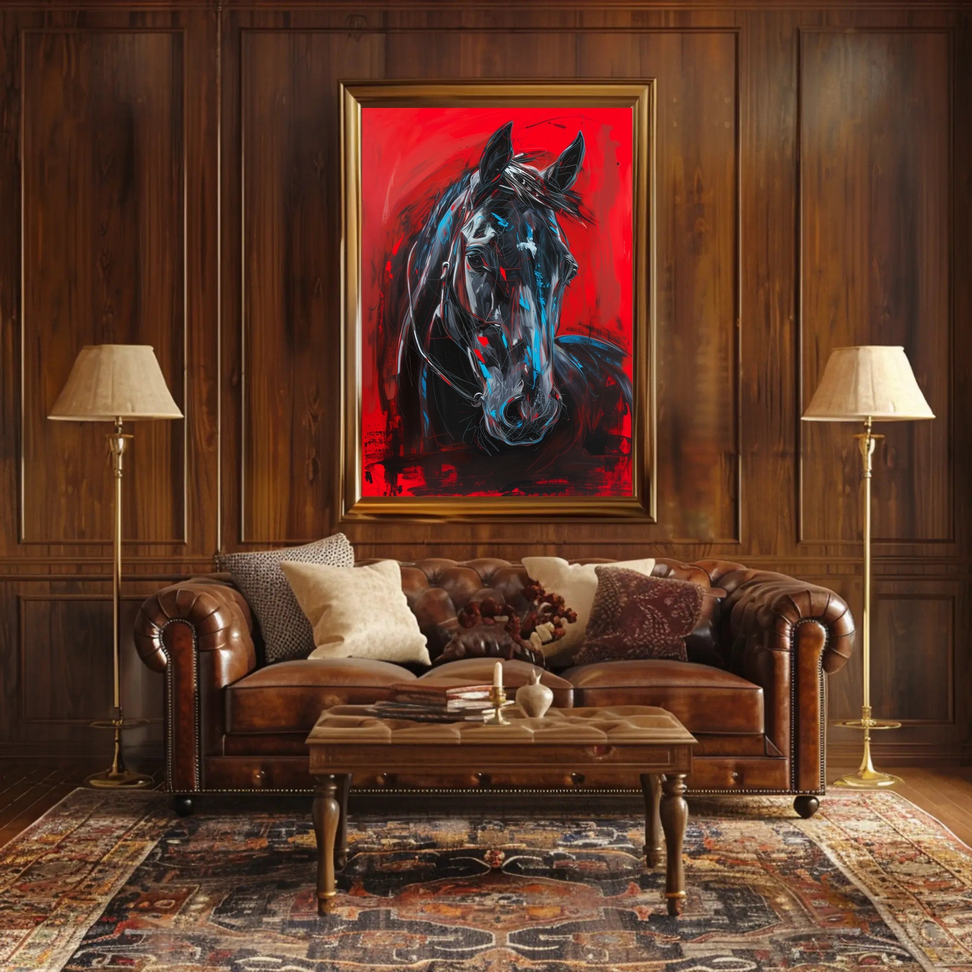 Dynamic Brushstrokes Horse Abstract Artistic Poster PosterGoat