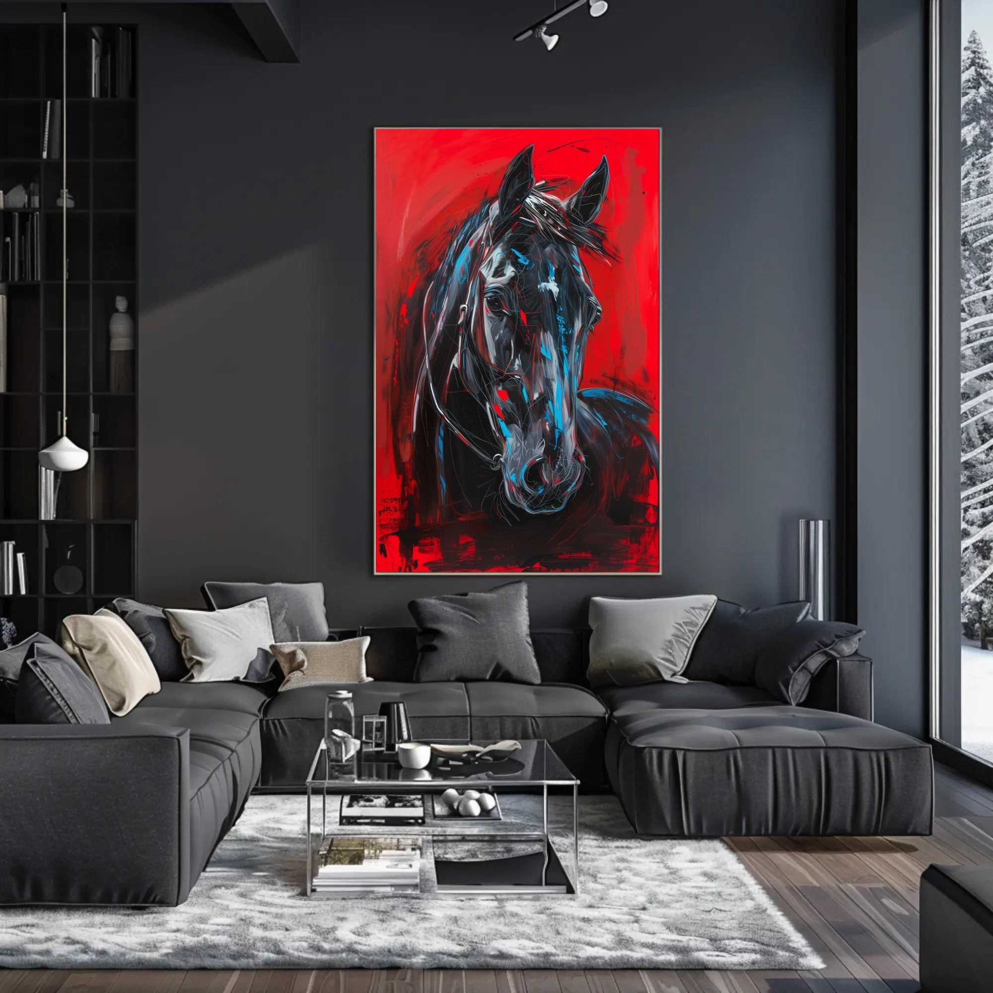Dynamic Brushstrokes Horse Abstract Artistic Poster PosterGoat