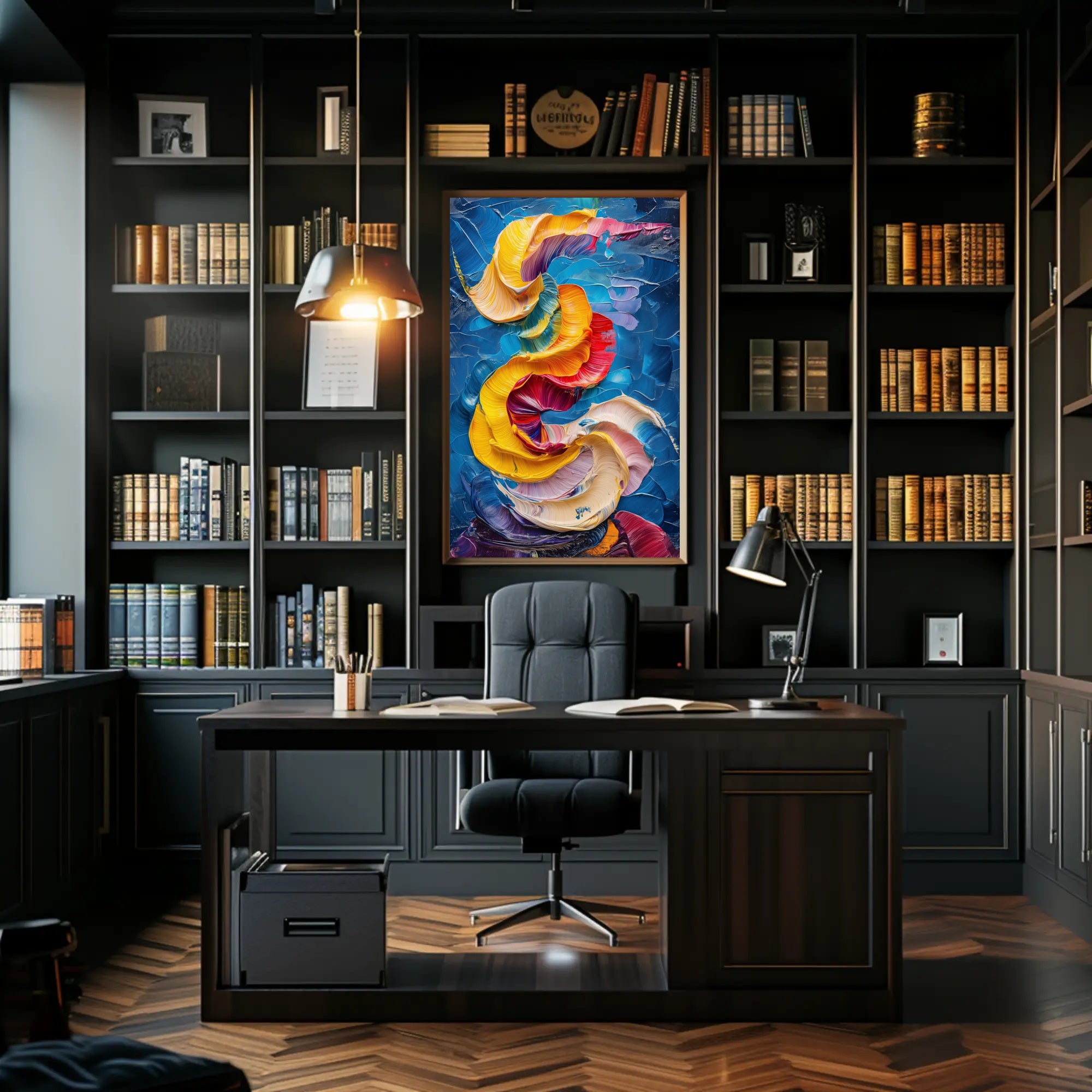 Dynamic Color Swirls Modern Abstract Artistic Poster PosterGoat