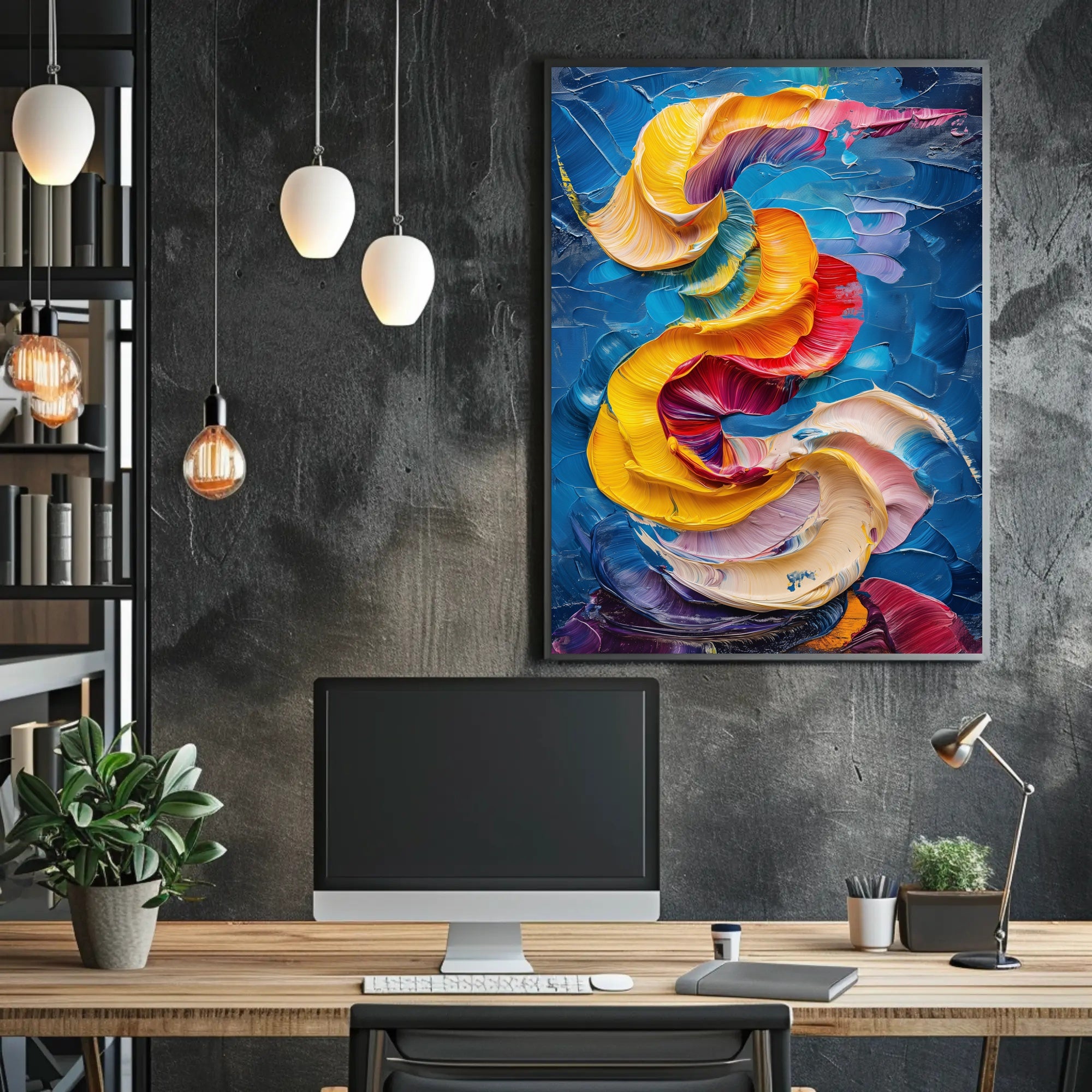Dynamic Color Swirls Modern Abstract Artistic Poster PosterGoat