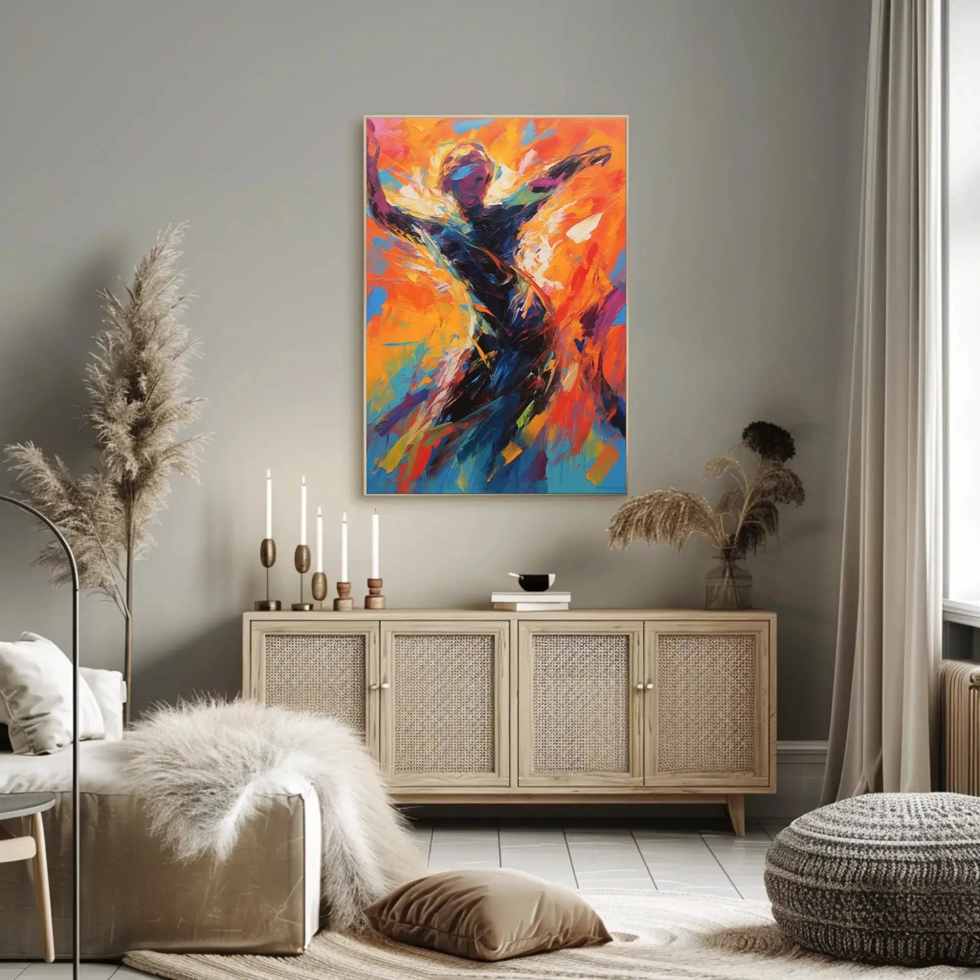 Dynamic Expressive Movement in Vibrant Colors Artistic Poster PosterGoat