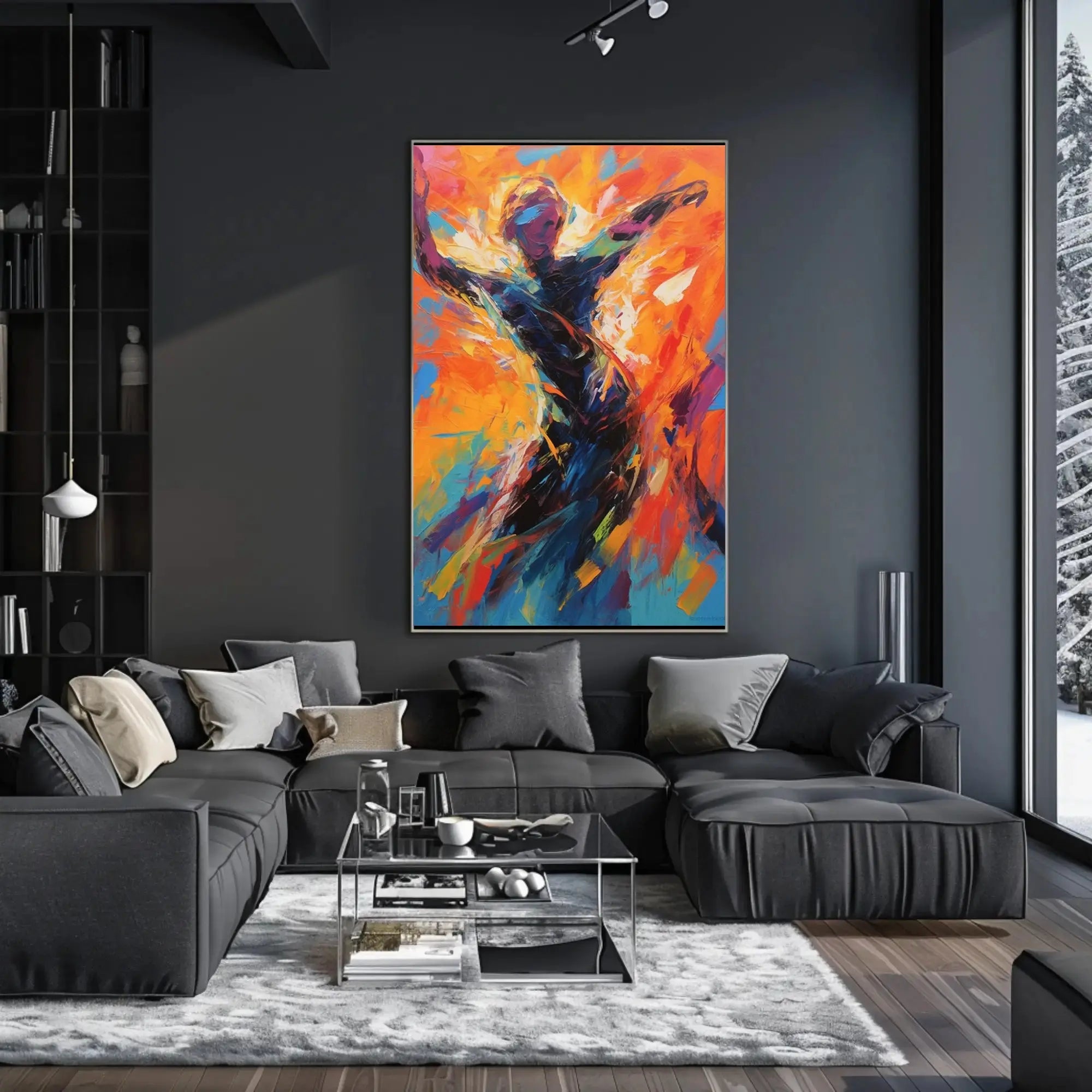 Dynamic Expressive Movement in Vibrant Colors Artistic Poster PosterGoat