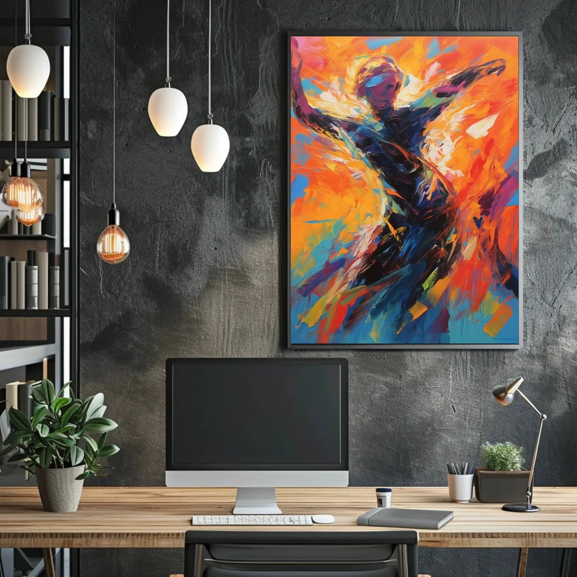 Dynamic Expressive Movement in Vibrant Colors Artistic Poster PosterGoat