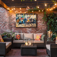 Dynamic Horseback Riders in Impressionistic Artistic Poster PosterGoat