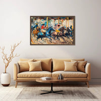 Dynamic Horseback Riders in Impressionistic Artistic Poster PosterGoat