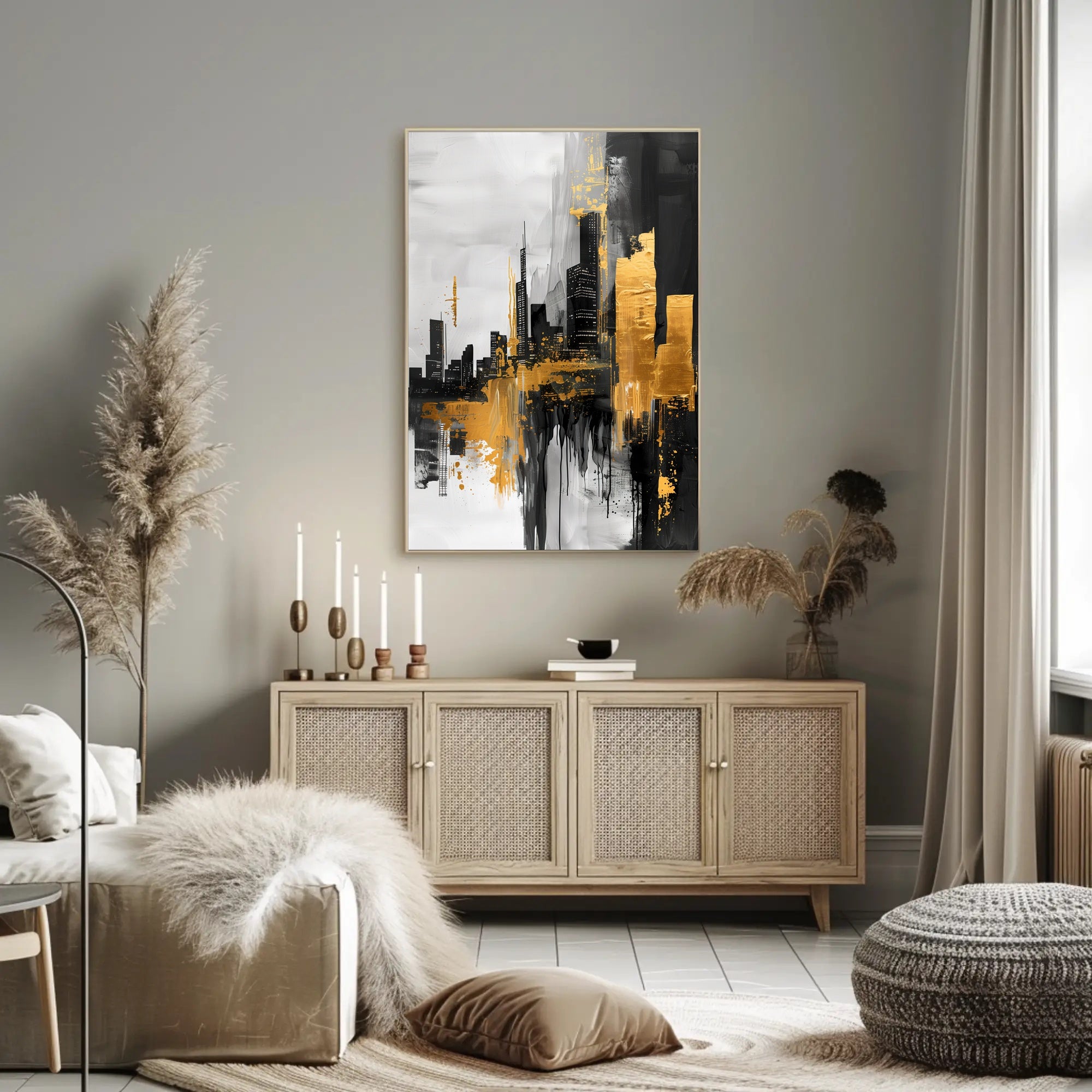 Dynamic Urban Cityscape Art Poster PosterGoat