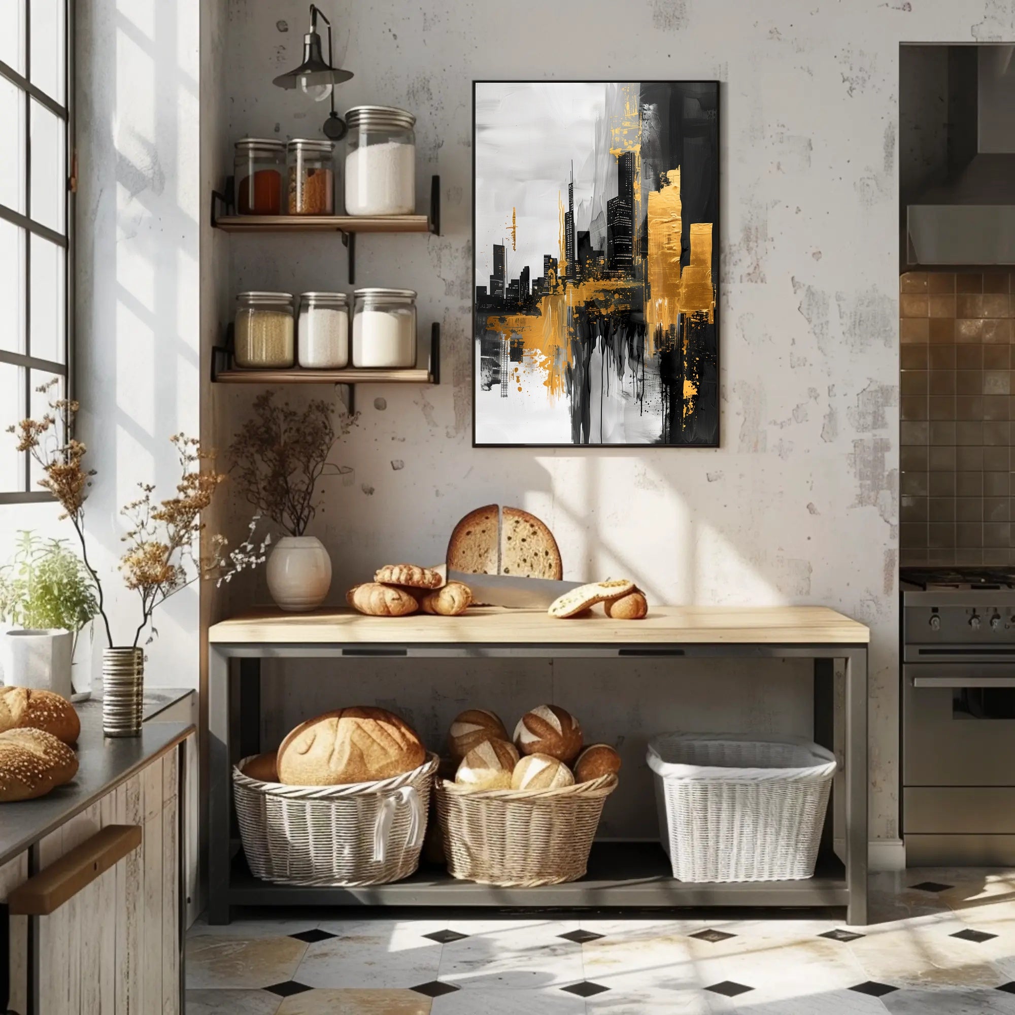 Dynamic Urban Cityscape Art Poster PosterGoat