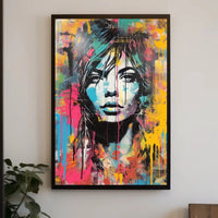 Dynamic Urban Portrait in Vibrant Colors Artistic Poster PosterGoat