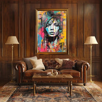 Dynamic Urban Portrait in Vibrant Colors Artistic Poster PosterGoat