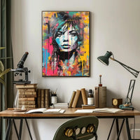 Dynamic Urban Portrait in Vibrant Colors Artistic Poster PosterGoat
