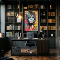 Dynamic Urban Portrait in Vibrant Colors Artistic Poster PosterGoat