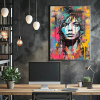 Dynamic Urban Portrait in Vibrant Colors Artistic Poster PosterGoat