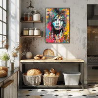 Dynamic Urban Portrait in Vibrant Colors Artistic Poster PosterGoat