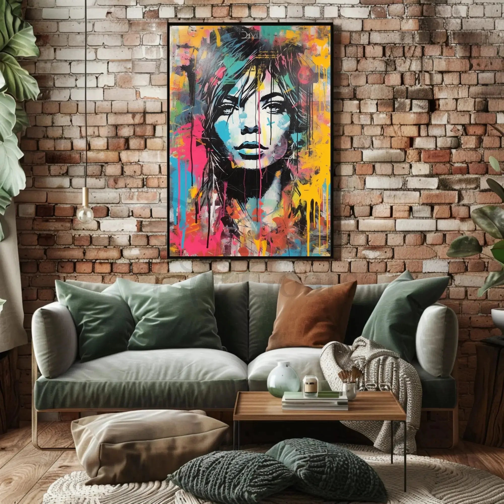 Dynamic Urban Portrait in Vibrant Colors Artistic Poster PosterGoat