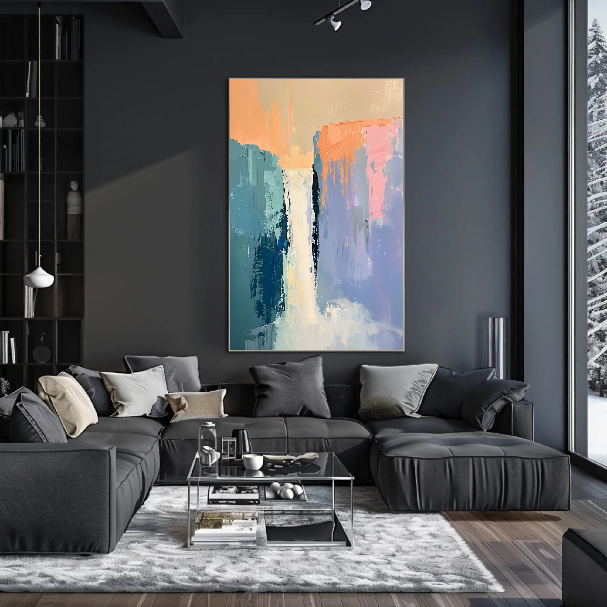 Dynamic Waterfall Abstract Art Print - Artistic Poster PosterGoat