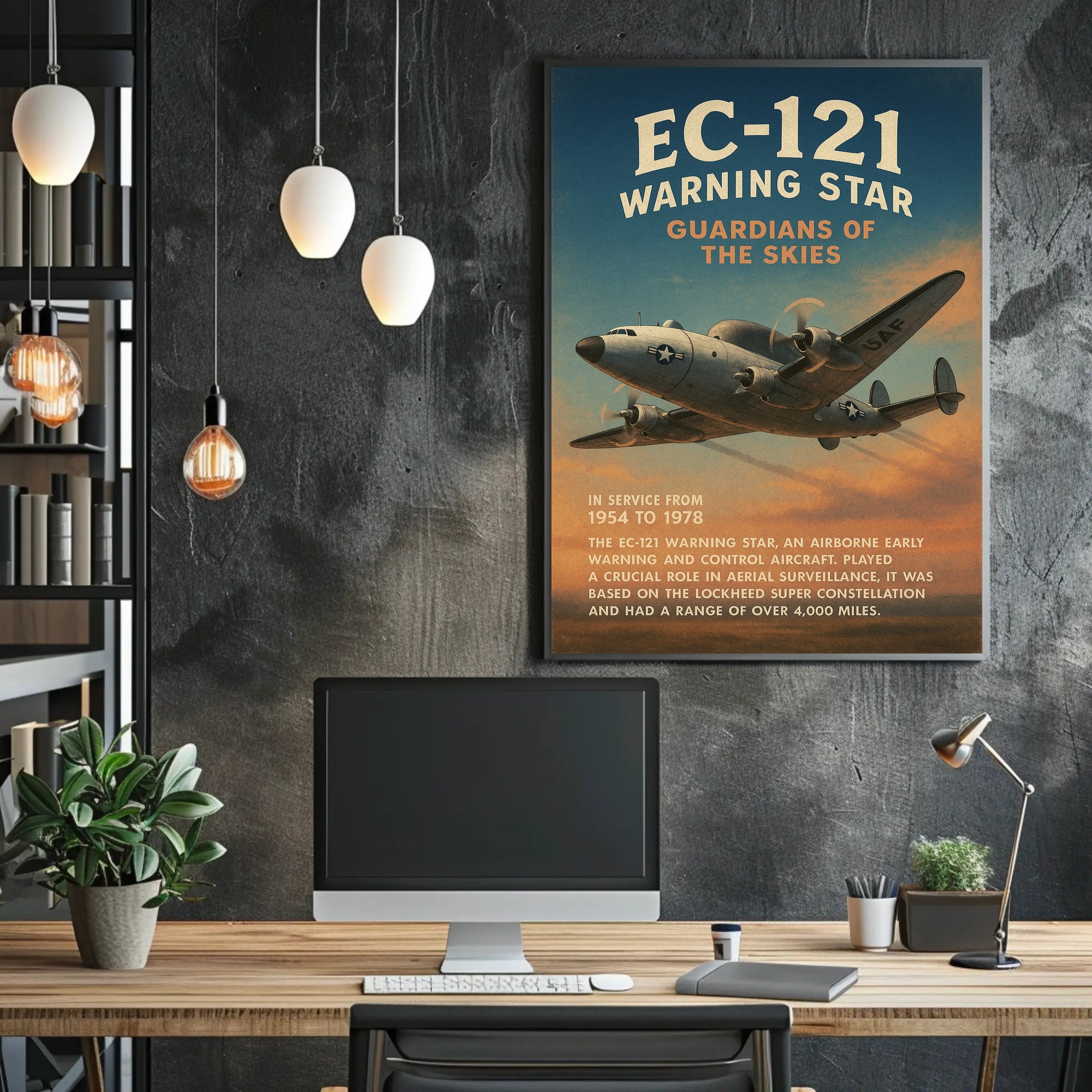 EC-121 Warning Star Wall Art Decor Poster PosterGoat