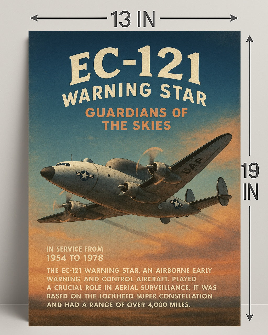 EC-121 Warning Star Wall Art Decor Poster PosterGoat