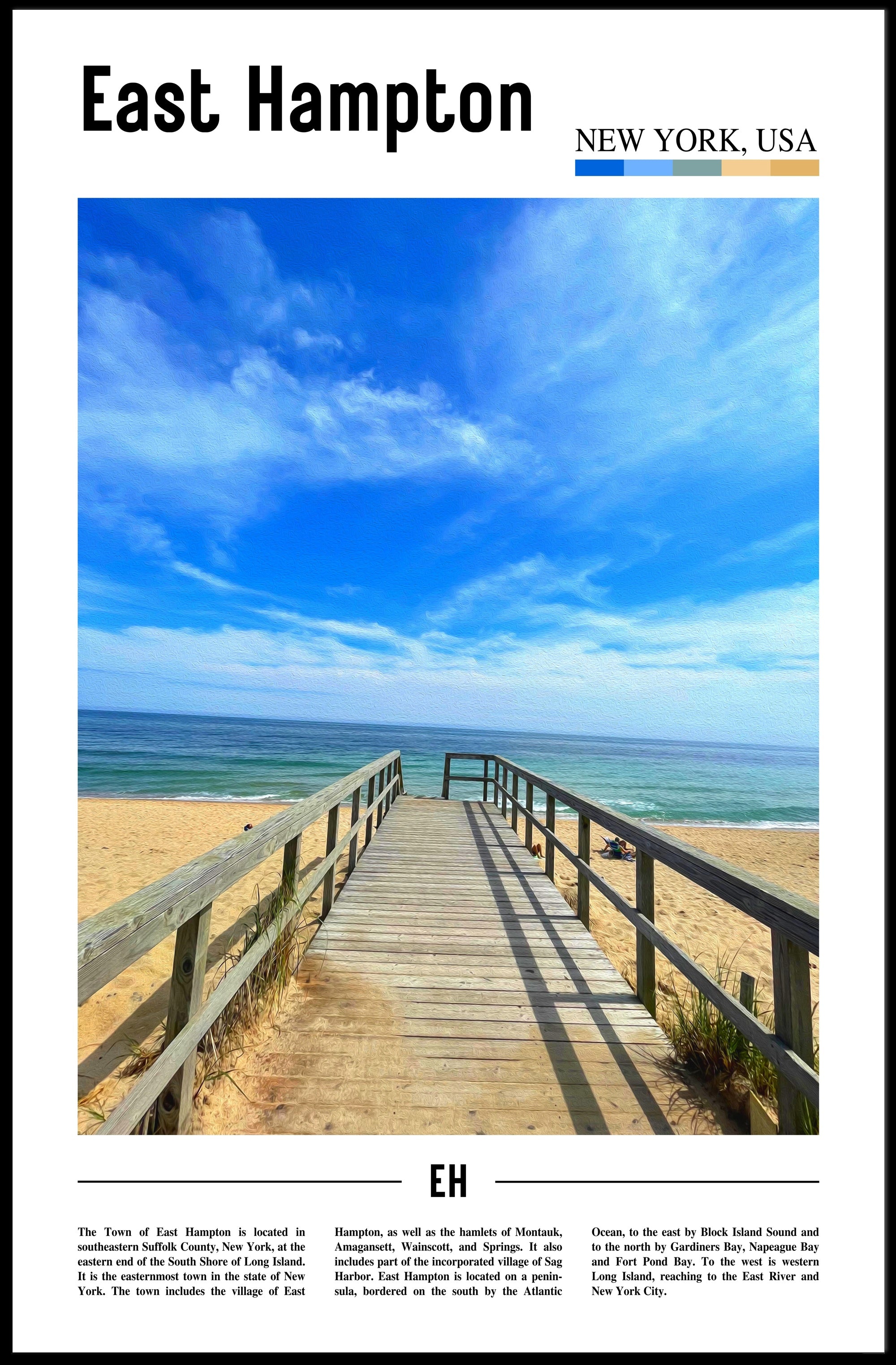 East Hampton Beach Scene Travel Poster PosterGoat