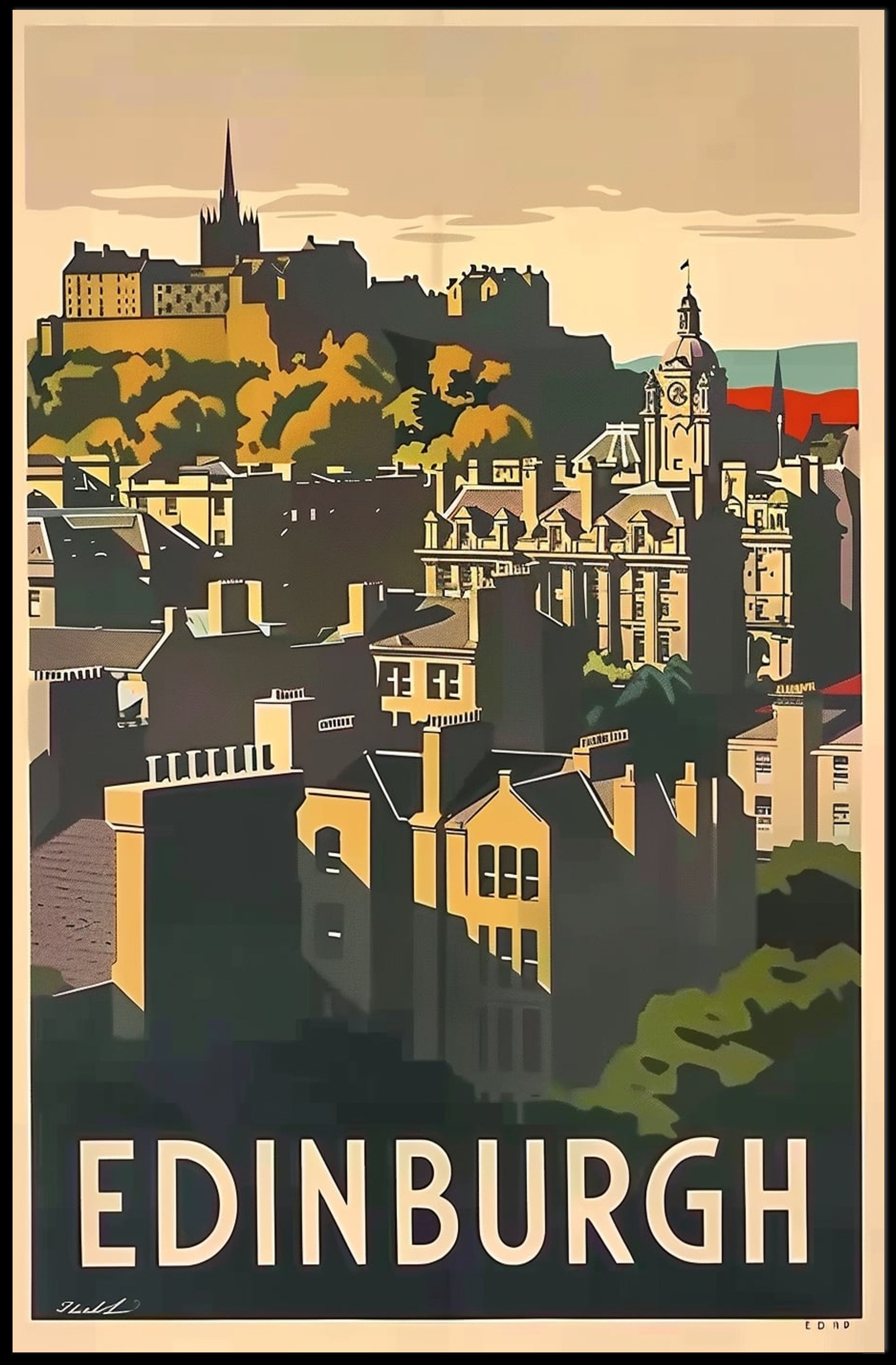 Edinburgh Castle Vintage Travel Poster PosterGoat