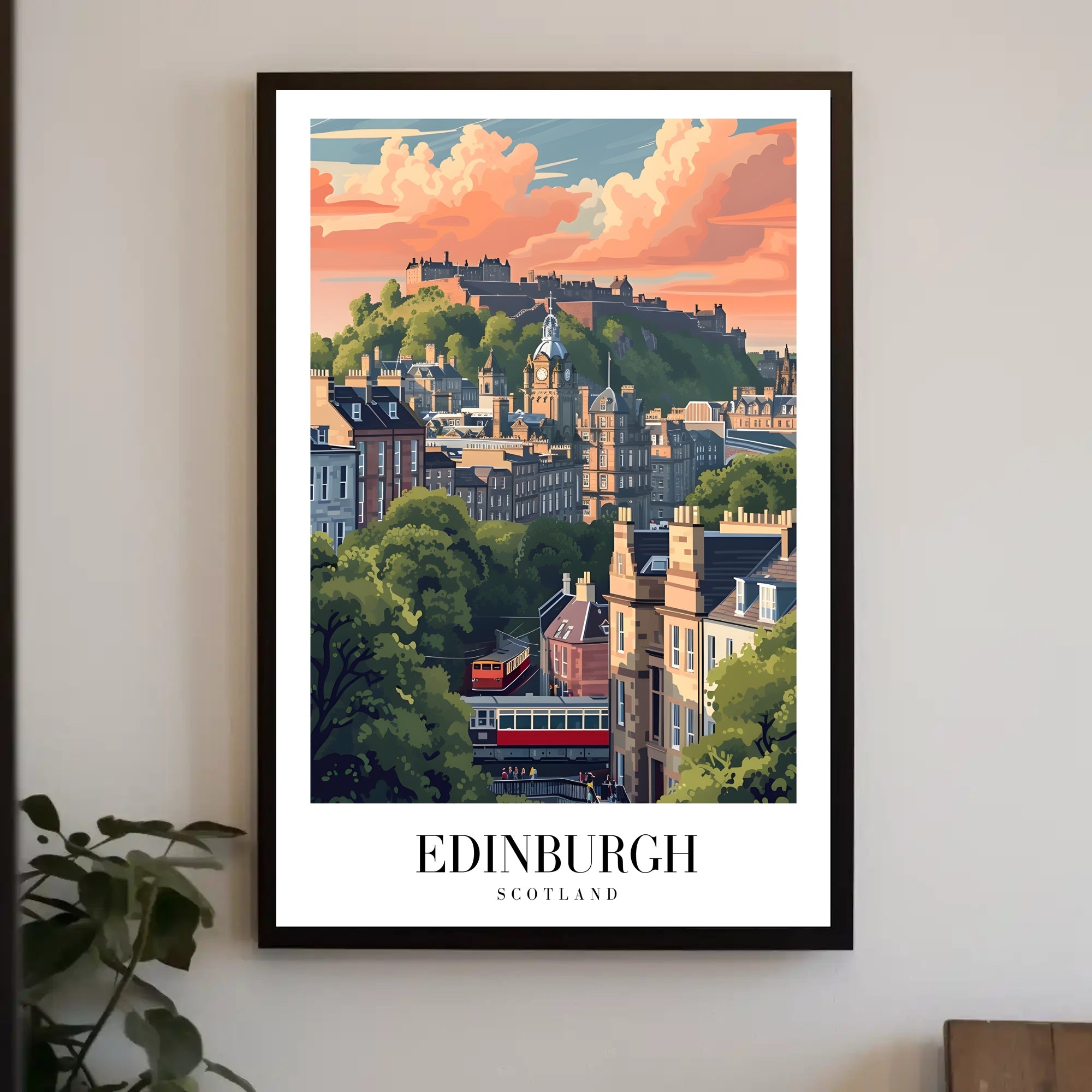 Edinburgh Cityscape Vintage Travel Poster PosterGoat