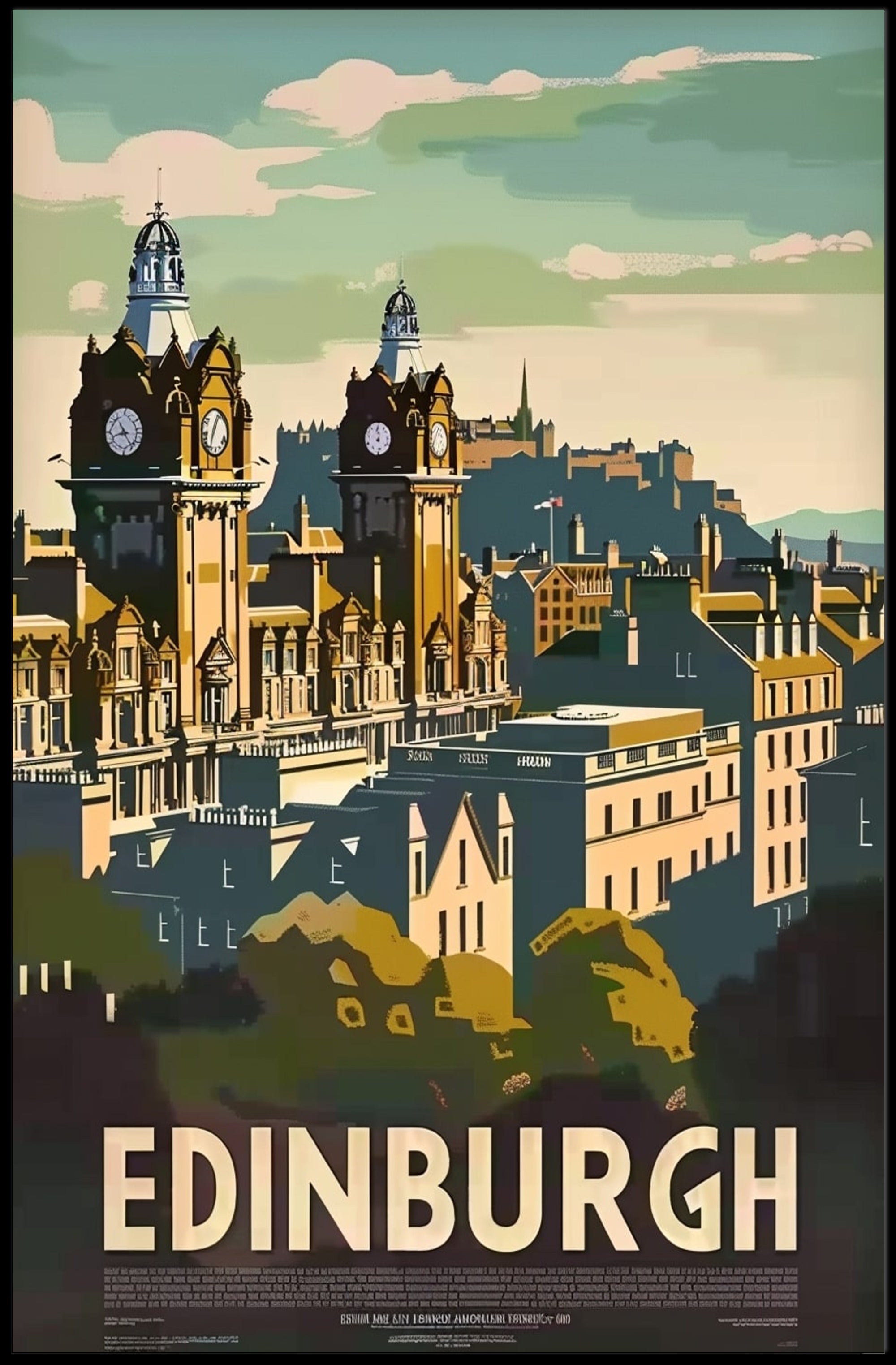 Edinburgh Vintage Style Travel Poster PosterGoat