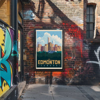 Edmonton Cityscape Vintage Travel Poster PosterGoat